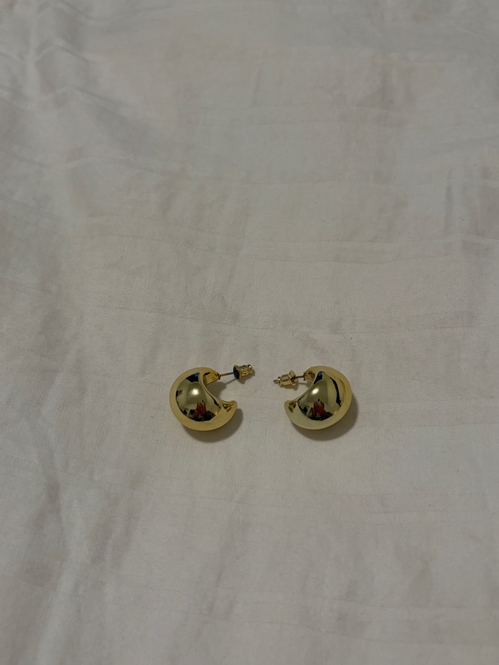 Amazon large Gold Dome Hoop Stud Earrings - Women Jewelry